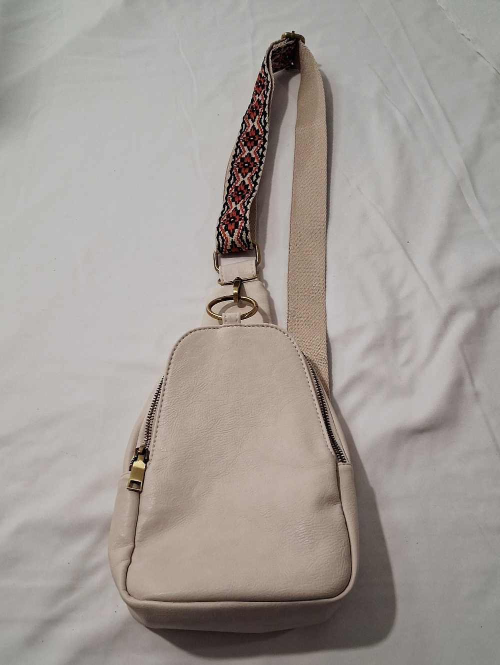 Moda Luxe Cream Crossbody Sling Bag With Patterned Strap Backpack — image 2 of 8